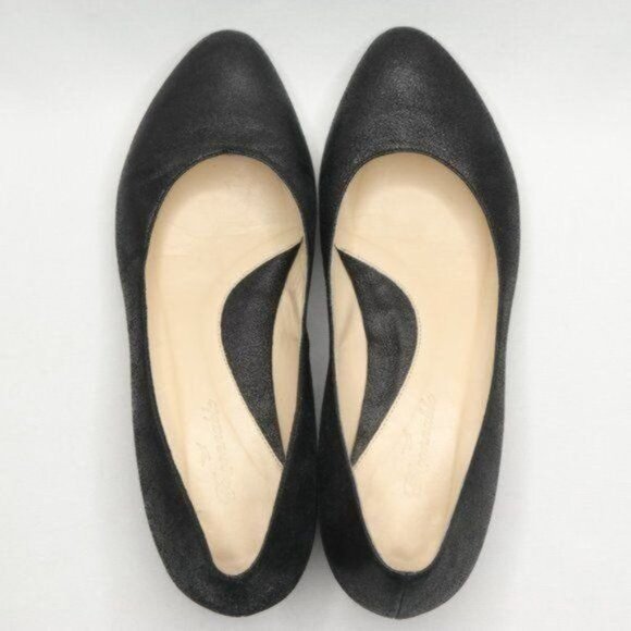 Faconnable Women's Size 7.5 Black Leather Slip On Almond Toe Flats - Picture 5 of 10